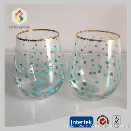 22oz Clear stemless red crystal wine glass
